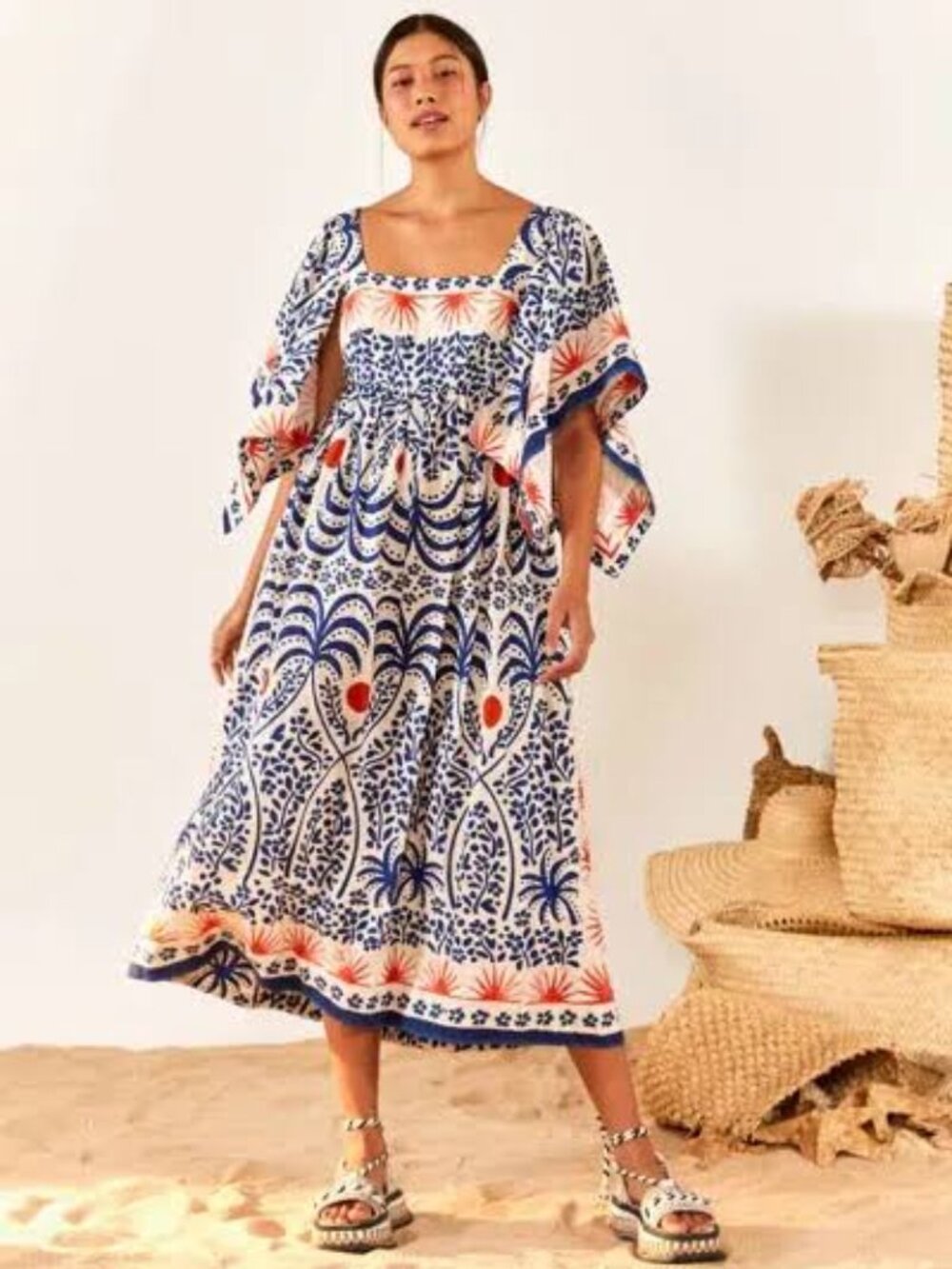 Farm Rio Afternoon Breeze Midi Dress NWT